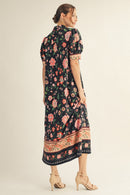 Button Down Floral Midi Dress