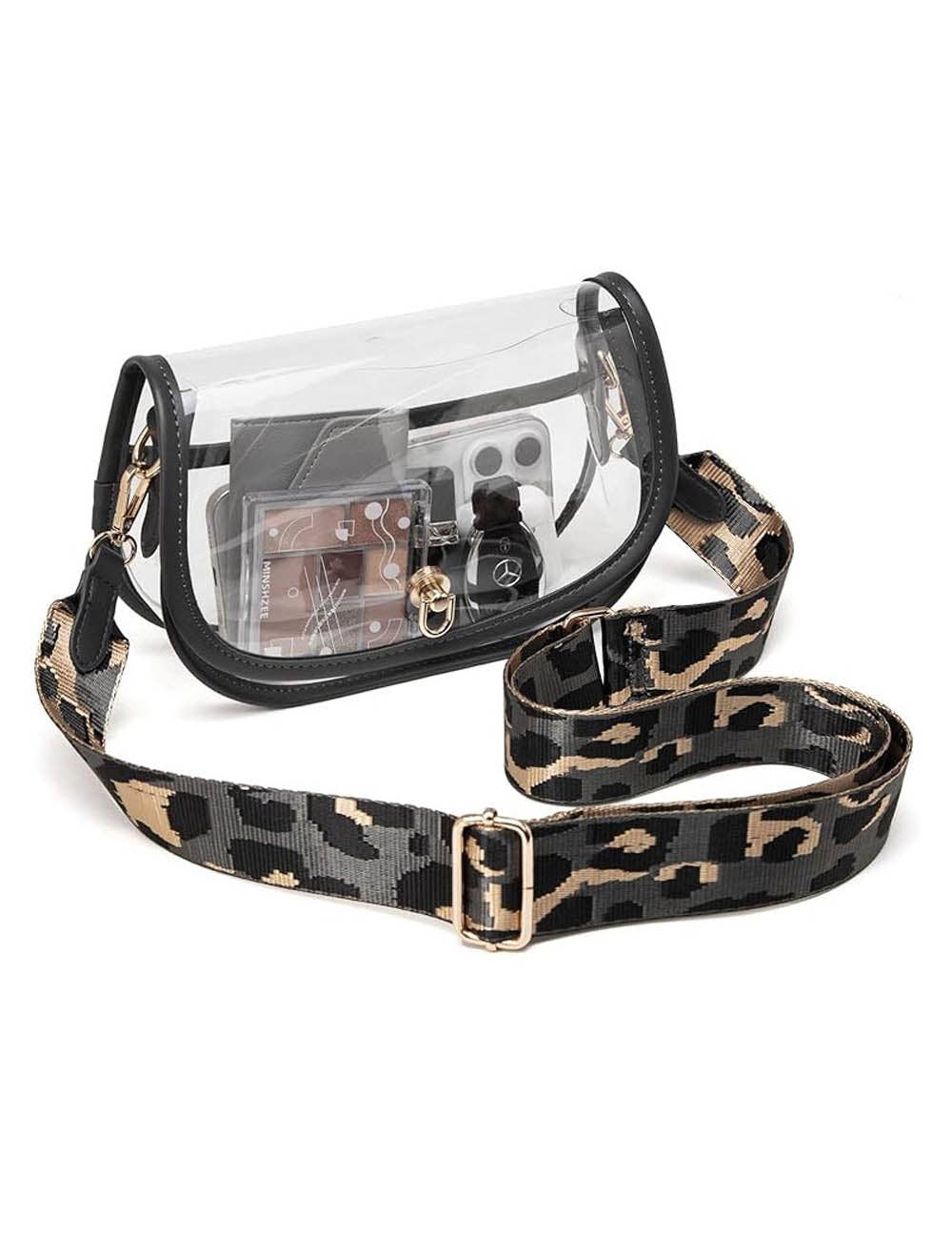 Printed Strap Clear Crossbody
