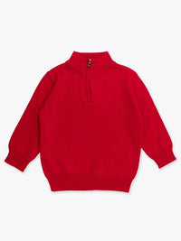 Boys Red Quarter-Zip Sweater