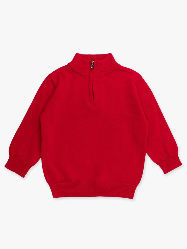 Boys Red Quarter-Zip Sweater