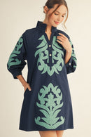 Baroque Floral Applique Shift Dress