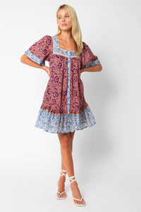 Blocked Floral Mini Dress