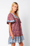 Blocked Floral Mini Dress