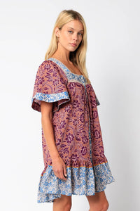 Blocked Floral Mini Dress