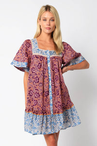 Blocked Floral Mini Dress