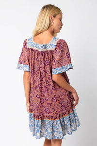 Blocked Floral Mini Dress