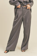 Satin Blazer And Wide Leg Pants Set