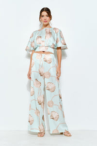 Satin Shell Print Pants