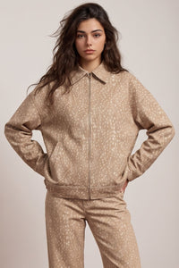 Fawn Print Zip Up Jacket