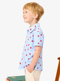 Apple Gingham Short Sleeve Button Down Shirt