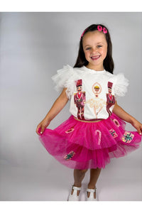 Candy Cane and Present Patched Tulle Skirt