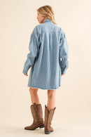 Rhinestone Gem Oversized Denim Shirt