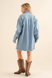 Rhinestone Gem Oversized Denim Shirt