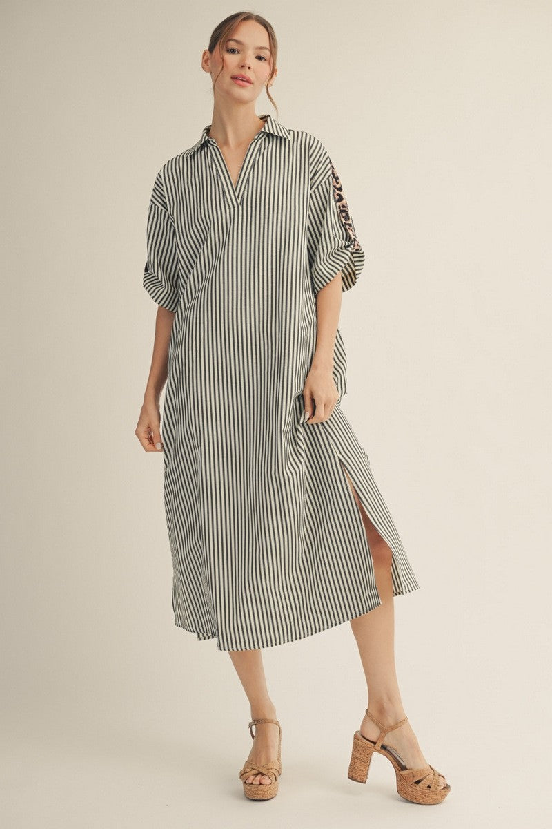 Striped Midi Shirt Dress Striped Midi Shirt Dress
