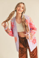 Fuzzy Floral Cardigan