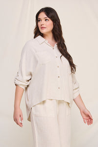 Relaxed Dolman Button Front Shirt
