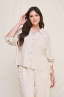 Relaxed Dolman Button Front Shirt