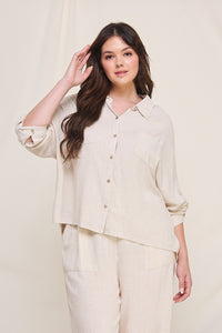Relaxed Dolman Button Front Shirt
