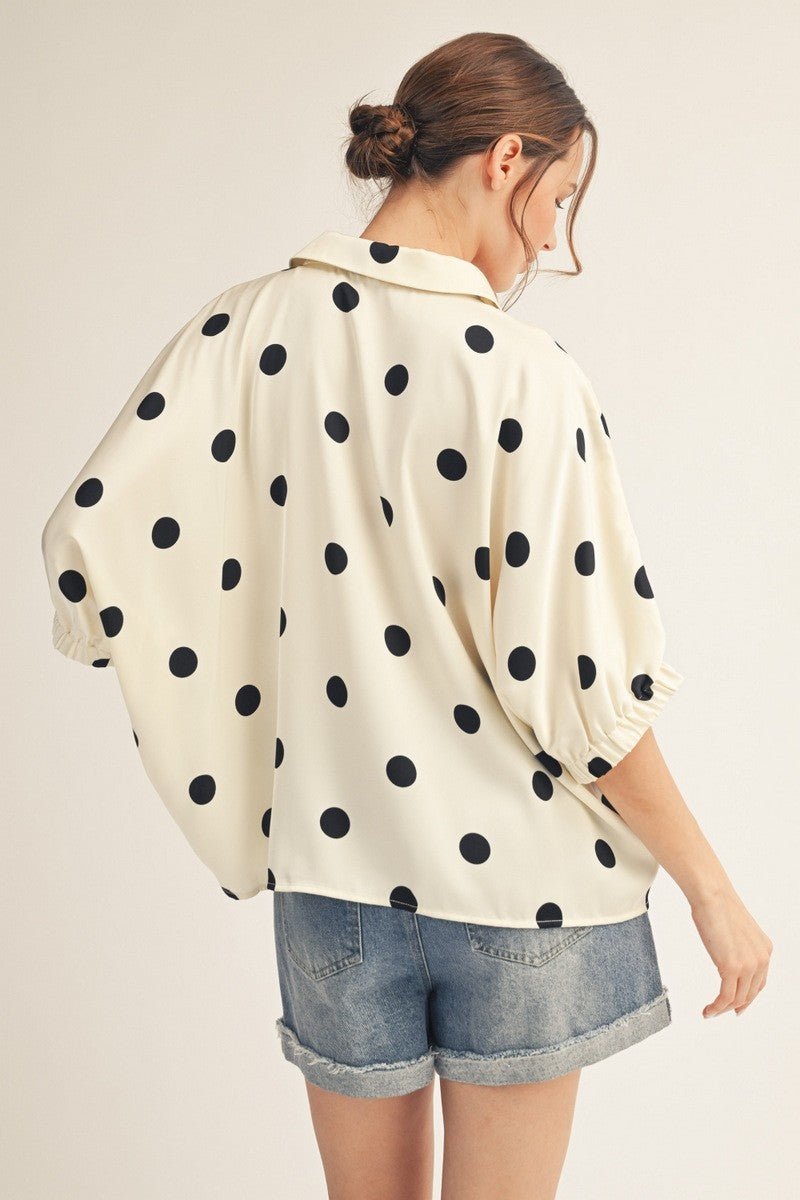 Polka Dot Satin Top