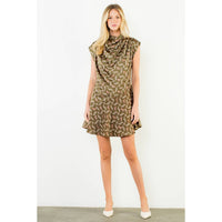 Silk Horse Print Mini Dress