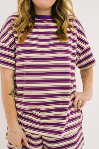 Women's Plum Stripe Slouchy Set