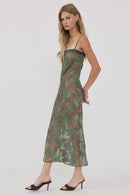 Floral Jacquard Midi Slip Dress