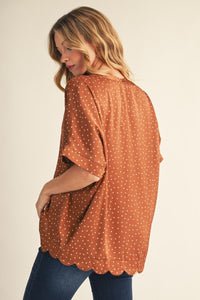 Scallop Hem Polka Dot Top
