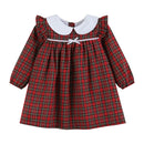 Christmas Plaid Collared Ruffle Dress