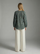 Twilight Bloom Tie-Neck Blouse