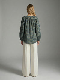 Twilight Bloom Tie-Neck Blouse