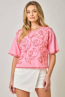 Floral Beaded Relaxed Tee