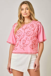 Floral Beaded Relaxed Tee