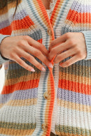Colorful Striped Knit Cardigan