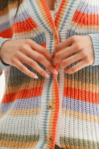 Colorful Striped Knit Cardigan