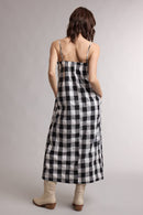 B&W Gingham Midi Dress