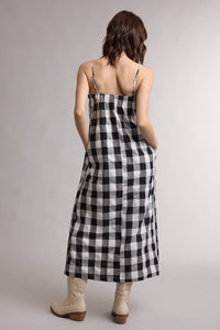 B&W Gingham Midi Dress