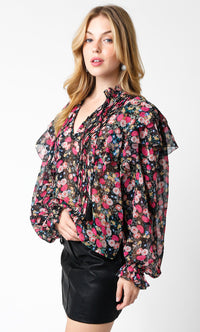 Ruffle Sleeve L/S Floral Top