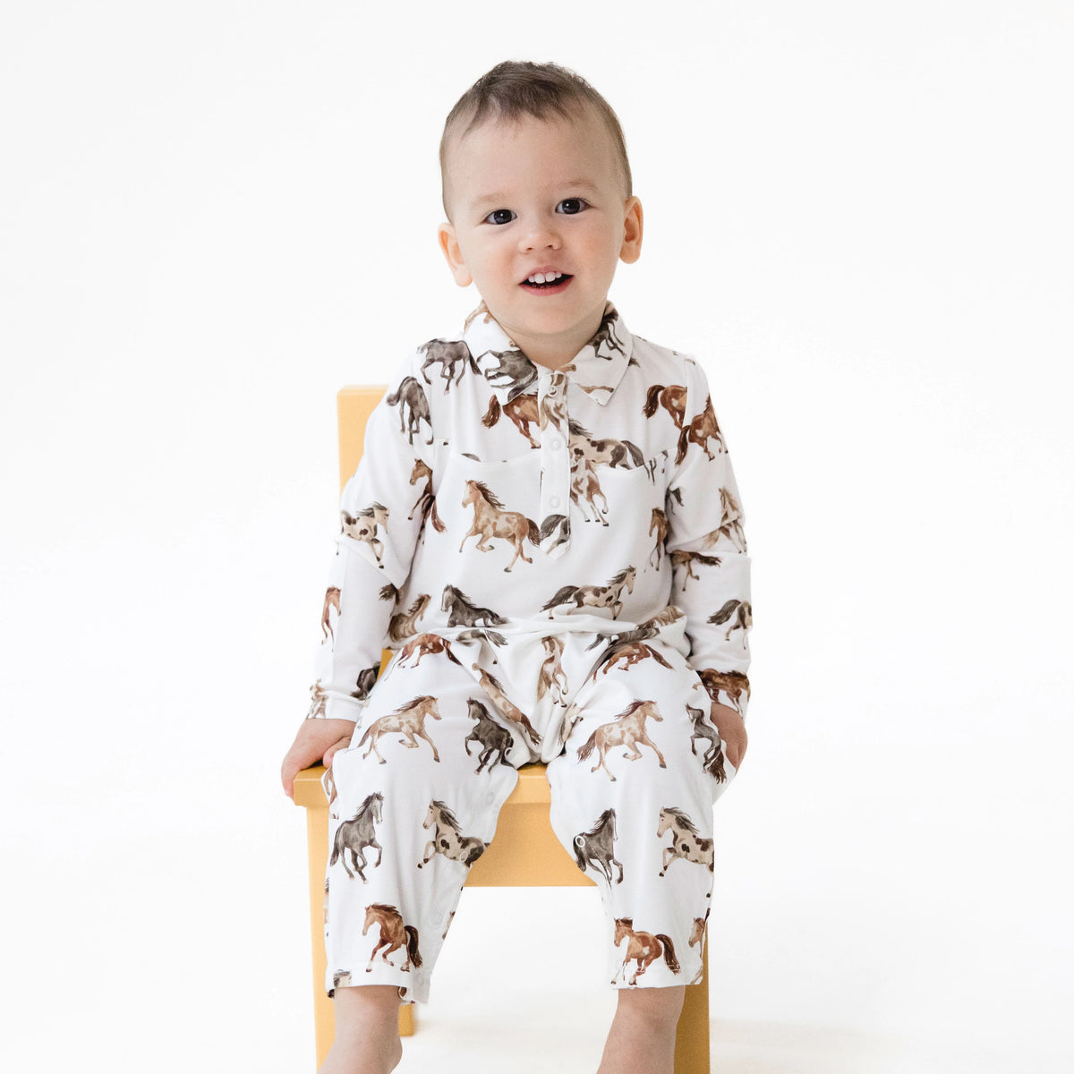 Wild Horses Long Sleeve Cowboy Romper