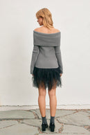 Tulle Asymmetrical Mini Skirt