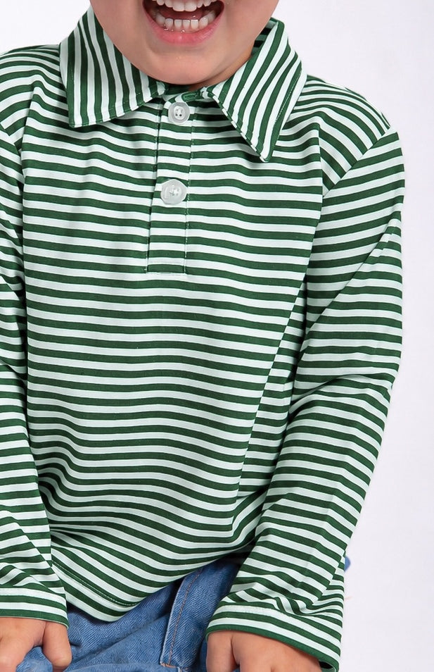 Striped Long Sleeve Polo