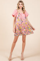 Embroidered Mesh Mini Dress
