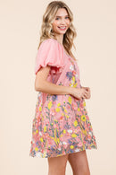 Embroidered Mesh Mini Dress