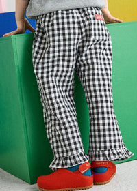 Gingham Ruffle Hem Pant