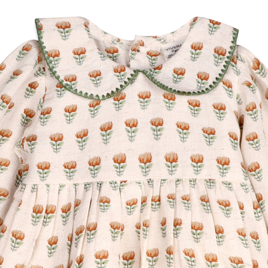 Ina Block Print Floral Baby Dress & Bloomer Set