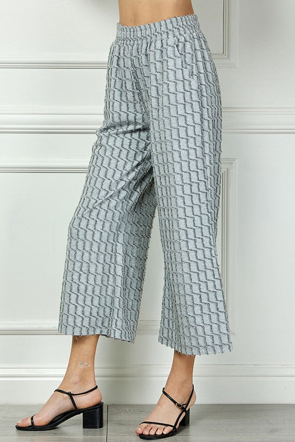 Glitter Textured Detail Cropped Pants