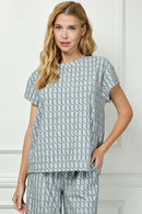 Glitter Textured Short Sleeve Top