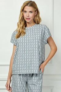 Glitter Textured Short Sleeve Top