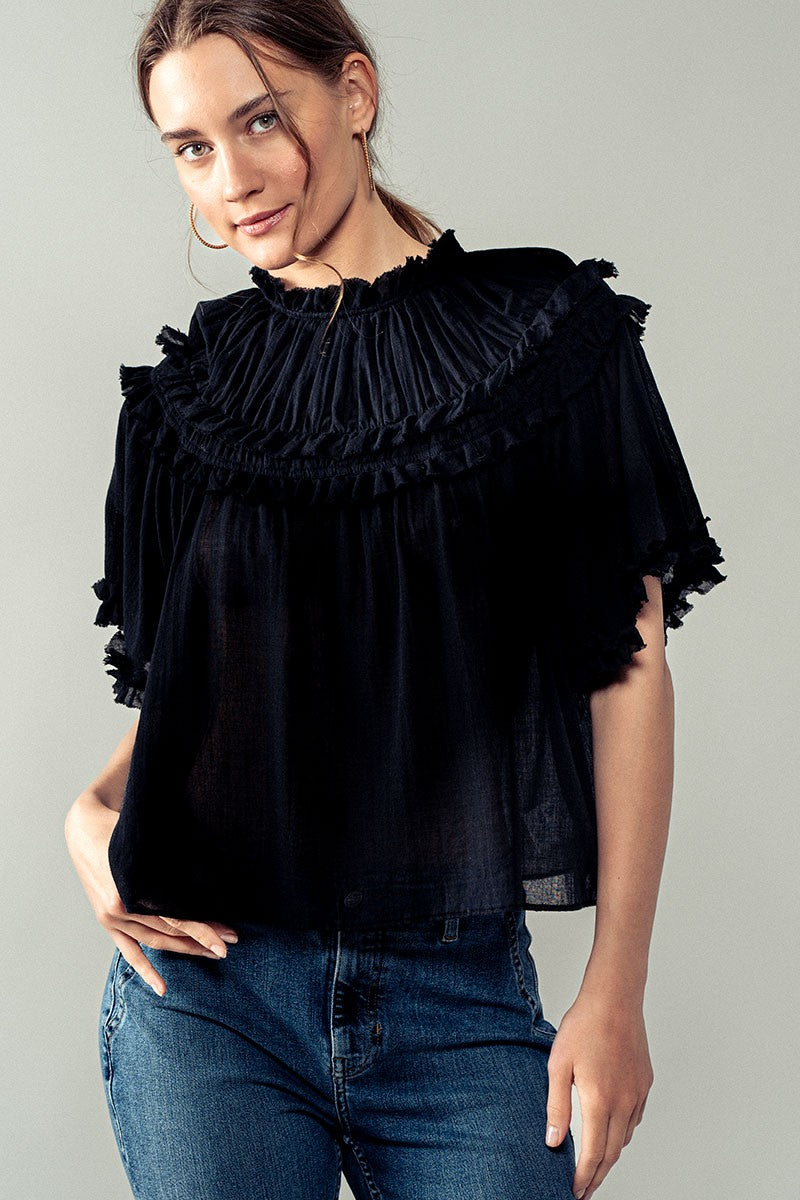 Ruffle Yoke Blouse