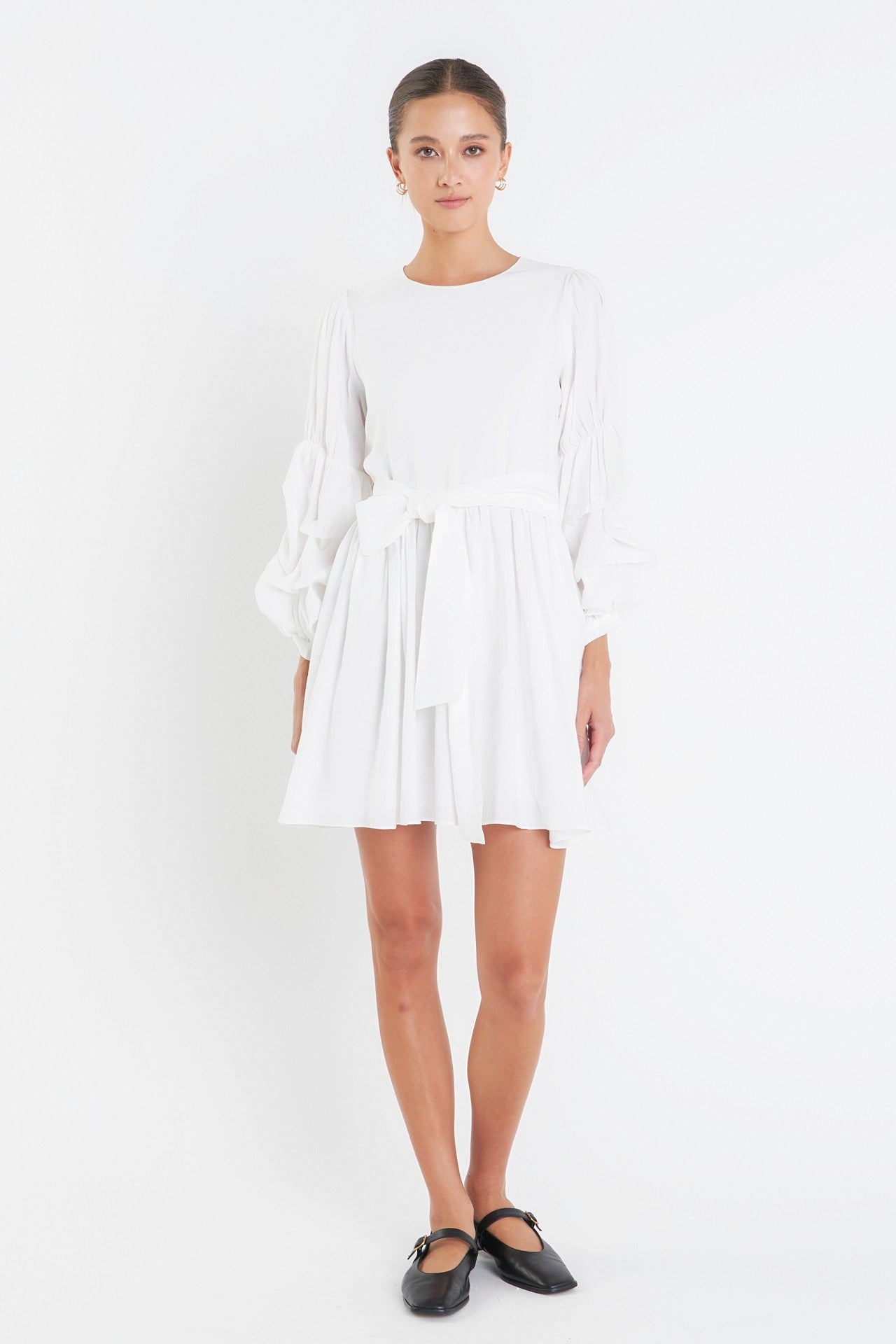 Puff Sleeve Belted Dress