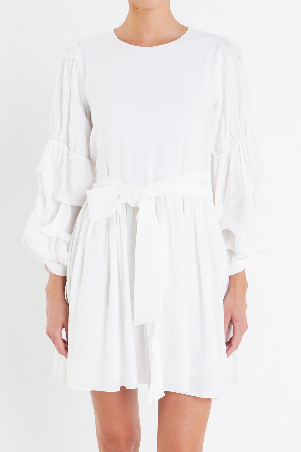 puff sleeve belted mini dress Blush Floral Mini Dress | Belted Puff-Sleeve